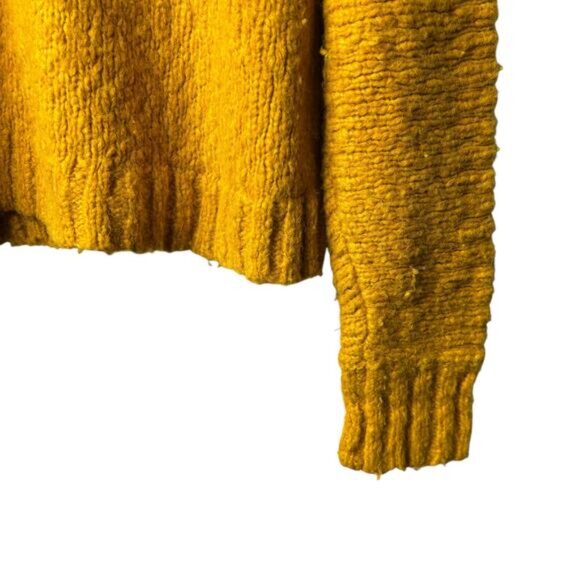 J Crew Golden Yellow Chunky Turtleneck Size Medium Roomy Boxy Lagenlook Cozy - Picture 3 of 9